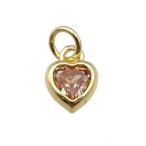 copper Heart pendant paved champagne zircon, gold plated, approx 7mm [FN26591]