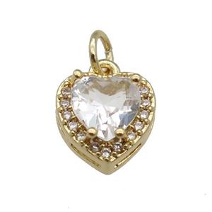 copper Heart pendant paved clear zircon, gold plated, approx 10mm [FN26593]