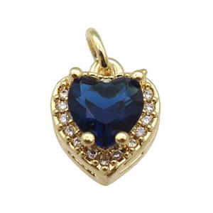copper Heart pendant paved darkblue zircon, gold plated, approx 10mm [FN26594]