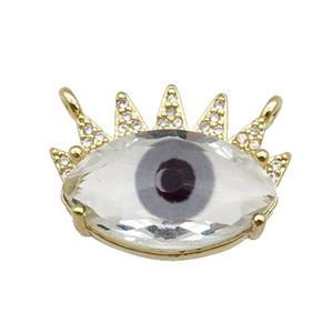 copper Evil Eye pendant paved zircon, black, gold plated, approx 15.5-20mm [FN26600]