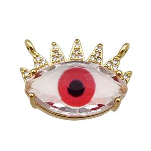copper Evil Eye pendant paved zircon, red, gold plated, approx 15.5-20mm [FN26601]