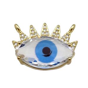 copper Evil Eye pendant paved zircon, blue, gold plated, approx 15.5-20mm [FN26602]