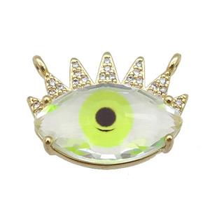 copper Evil Eye pendant paved zircon, yellow, gold plated, approx 15.5-20mm [FN26603]