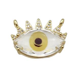 copper Evil Eye pendant paved zircon, gold plated, approx 15.5-20mm [FN26606]