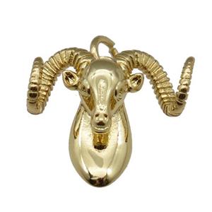 copper RamHead pendant, sheep, gold plated, approx 15-16mm [FN26642]