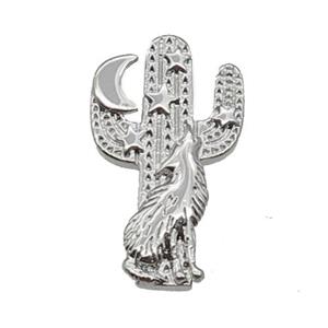 copper cactus pendant, fox, platinum plated, approx 12-20mm [FN26643]