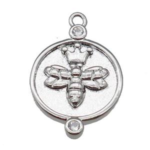 copper honeybee pendant, platinum plated, approx 15mm [FN26649]