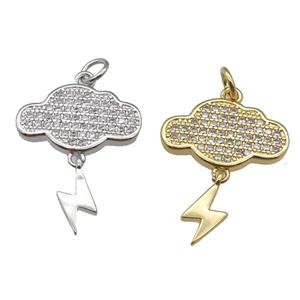 copper Cloud Lightning pendant paved zircon, mixed, approx 16-21mm [FN26660]