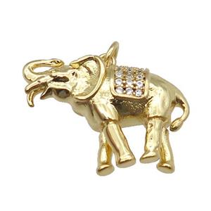 copper Elephant pendant paved zircon, gold plated, approx 18-24mm [FN26662]