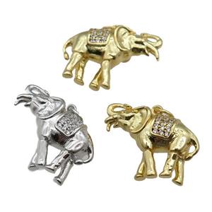 copper Elephant pendant paved zircon, mixed, approx 18-24mm [FN26663]