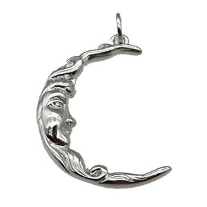 cpper Moon charm face, platinum plated, approx 20-25mm [FN26664]