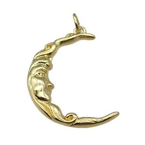 cpper Moon charm face, gold plated, approx 20-25mm [FN26665]