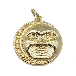 copper circle pendant, gold plated, approx 18mm dia [FN26671]