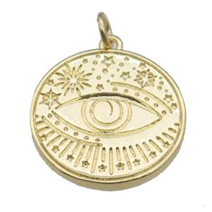 copper circle pendant, eye, gold plated, approx 20mm dia [FN26672]