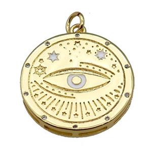 copper circle pendant, eye, gold plated, approx 20mm dia [FN26673]