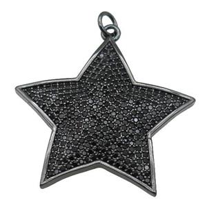 copper Star pendant paved zircon, black plated, approx 33mm [FN26677]