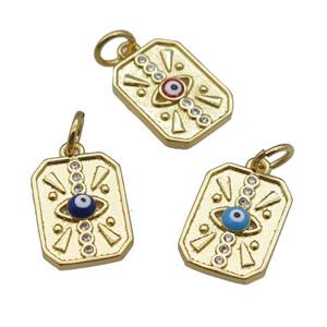 copper Rectangle pendant with enamel Evil Eye, gold plated, mixed, approx 10-13mm [FN26687]