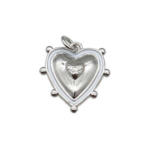 copper Heart pendant with white enamel, platinum plated, approx 15mm [FN26693]