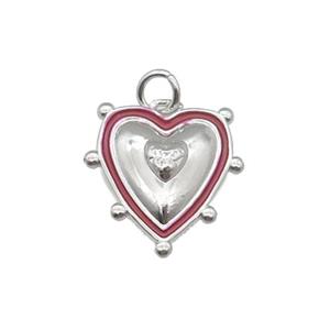 copper Heart pendant with red enamel, platinum plated, approx 15mm [FN26695]