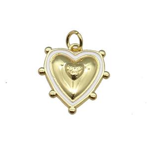 copper Heart pendant with white enamel, gold plated, approx 15mm [FN26697]