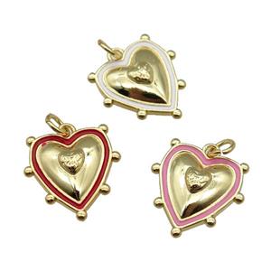 copper Heart pendant with enamel, gold plated, mixed, approx 15mm [FN26700]