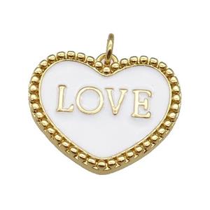 copper Heart pendant with white enamel, LOVE, gold plated, approx 17-23mm [FN26701]