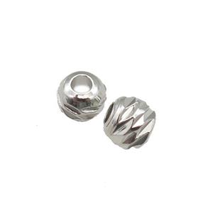 round copper carved beads, platinum plated, approx 5mm dia [FN26734]