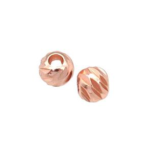 round copper carved beads, rose gold, approx 5mm dia [FN26736]