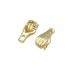 copper Hand charm pendant paved zircon, gold plated, approx 6-11mm [FN26738]