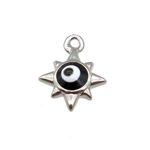 copper Evil Eye pendant with black enamel, platinum plated, approx 8mm [FN26740]