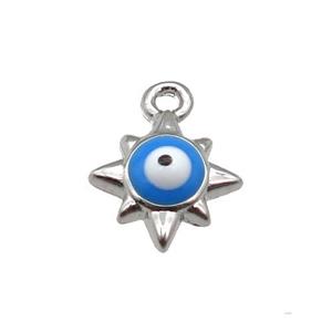 copper Evil Eye pendant with blue enamel, platinum plated, approx 8mm [FN26741]