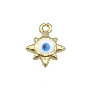 copper Evil Eye pendant with white enamel, gold plated, approx 8mm [FN26743]