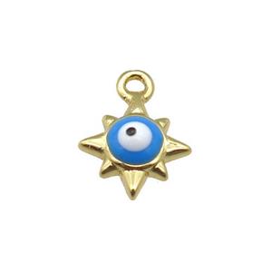 copper Evil Eye pendant with blue enamel, gold plated, approx 8mm [FN26745]