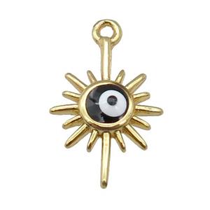 copper Evil Eye pendant with black enamel, gold plated, approx 9-15mm [FN26752]