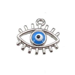 copper Evil Eye pendant with blue enamel, platinum plated, approx 9-11mm [FN26757]
