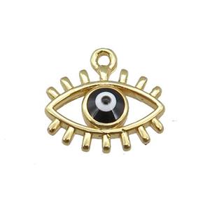copper Evil Eye pendant with black enamel, gold plated, approx 9-11mm [FN26760]