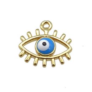 copper Evil Eye pendant with blue enamel, gold plated, approx 9-11mm [FN26761]