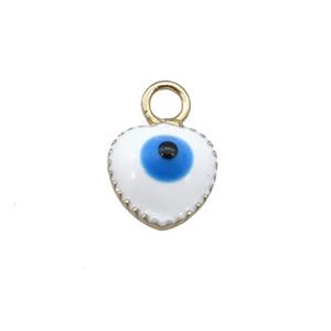 copper Evil Eye pendant with white enamel, gold plated, approx 7mm [FN26763]