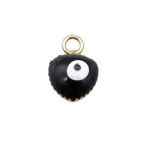 copper Evil Eye pendant with black enamel, gold plated, approx 7mm [FN26764]