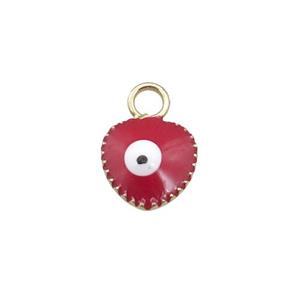 copper Evil Eye pendant with red enamel, gold plated, approx 7mm [FN26765]