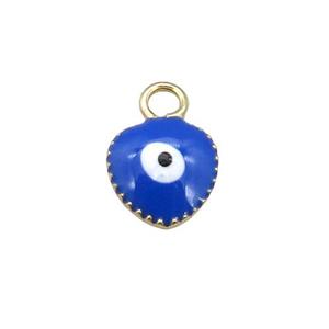 copper Evil Eye pendant with blue enamel, gold plated, approx 7mm [FN26766]
