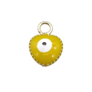 copper Evil Eye pendant with yellow enamel, gold plated, approx 7mm [FN26767]