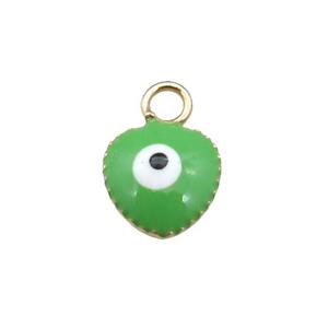 copper Evil Eye pendant with green enamel, gold plated, approx 7mm [FN26768]