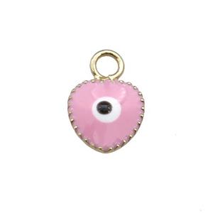 copper Evil Eye pendant with pink enamel, gold plated, approx 7mm [FN26769]