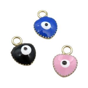 copper Evil Eye pendant with enamel, gold plated, mixed, approx 7mm [FN26770]