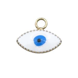 copper Evil Eye pendant with white enamel, gold plated, approx 6-10mm [FN26771]