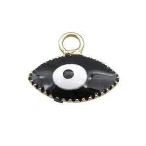 copper Evil Eye pendant with black enamel, gold plated, approx 6-10mm [FN26772]