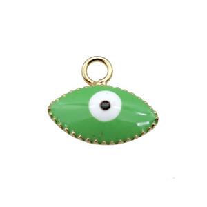 copper Evil Eye pendant with green enamel, gold plated, approx 6-10mm [FN26774]