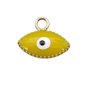 copper Evil Eye pendant with yellow enamel, gold plated, approx 6-10mm [FN26777]