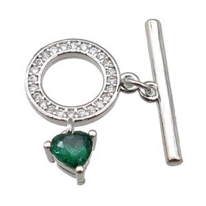 copper Toggle Clasp paved zircon, circle, platinum plated, approx 8mm, 12mm, 20mm [FN26781]